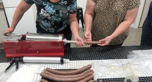 Operating the sausage filler machine